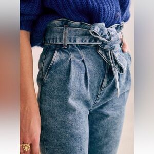 Sezane Austin Paperbag Jeans, Light blue Size 34FR/2US